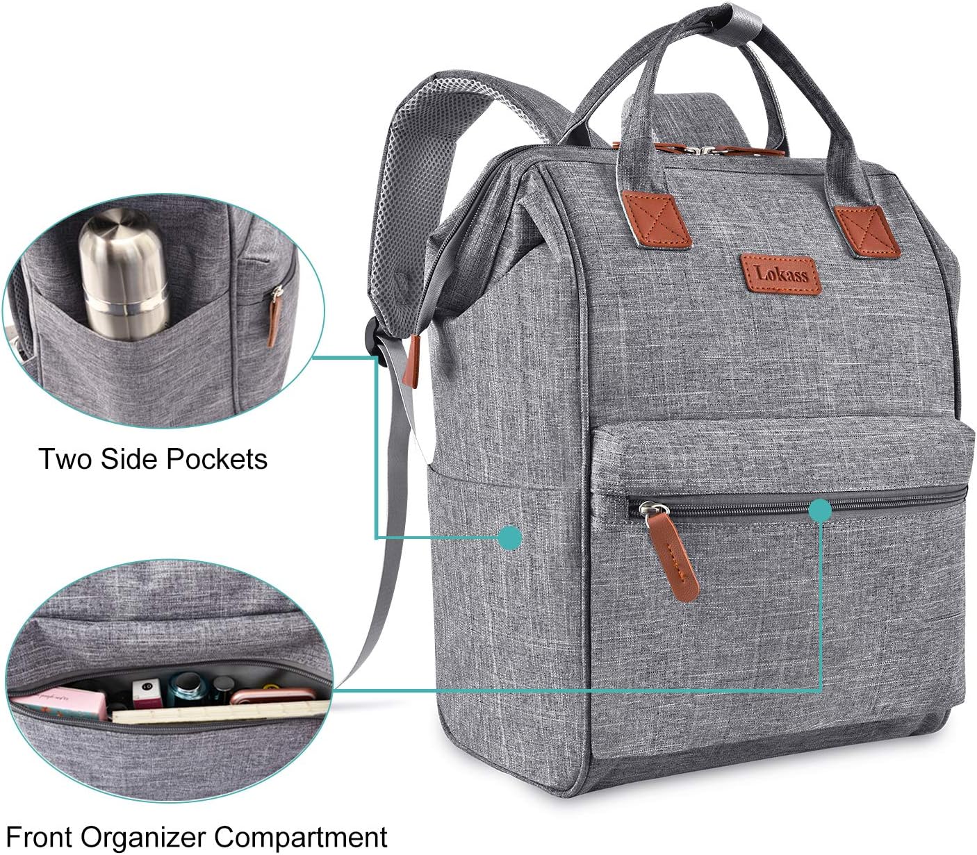 BRINCH Laptop Backpack 15.6 Inch Wide Open Computer Backpack Laptop Bag College Rucksack Water Resistant Business Travel Backpack Multipurpose Casual Daypack with USB Charging Port for Women Men,Gray: Electronics