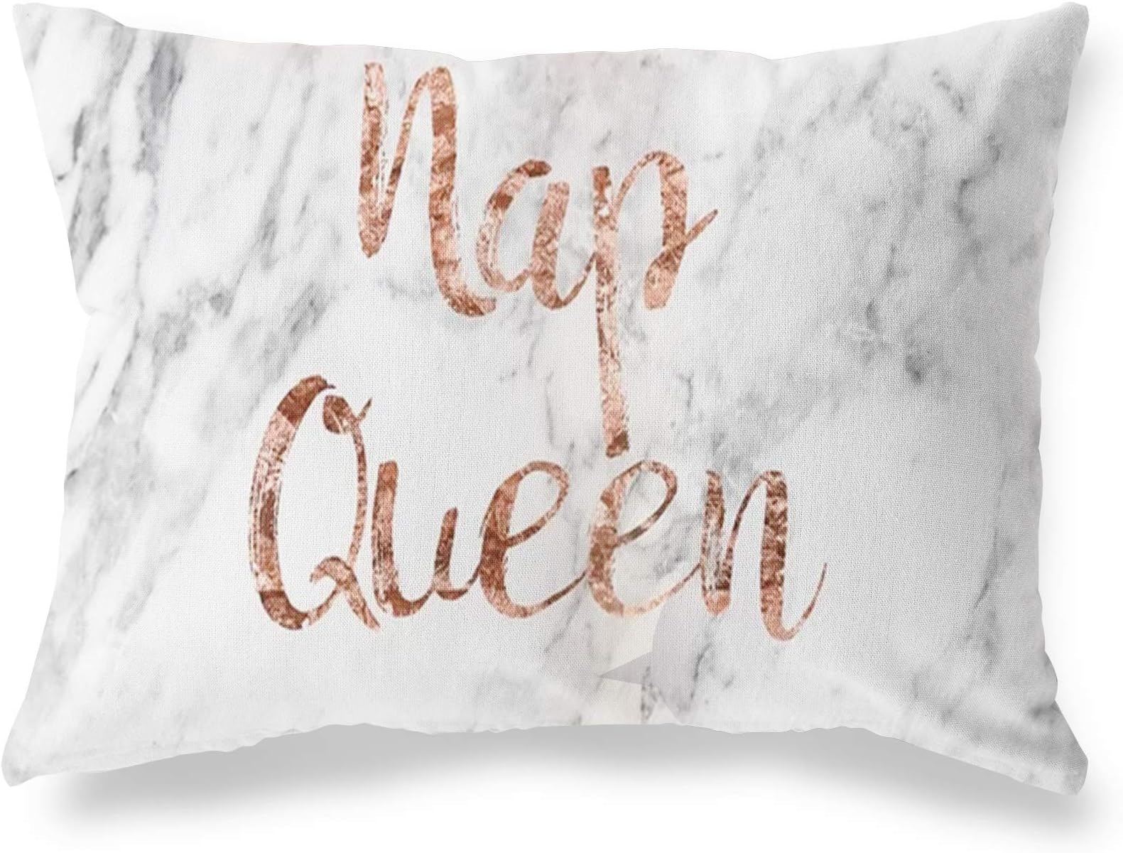 Decorative Throw Pillow Cover 12"x20" Rose Gold On Gray Marble Pattern Double-Sided Printing Pillow Case, Premium Short Plush Super Soft Fabric Home Car Decor Throw Pillowcase with Hidden Zipper.