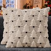 Allorry Christmas Pillow Covers 18x18 inch Set of 2 Xmas Decorations Soft Plush Faux Fur Wool Beige Christmas Tree Throw Pillow Cases Winter Holiday Decor for Sofa Living Room PT-002C18