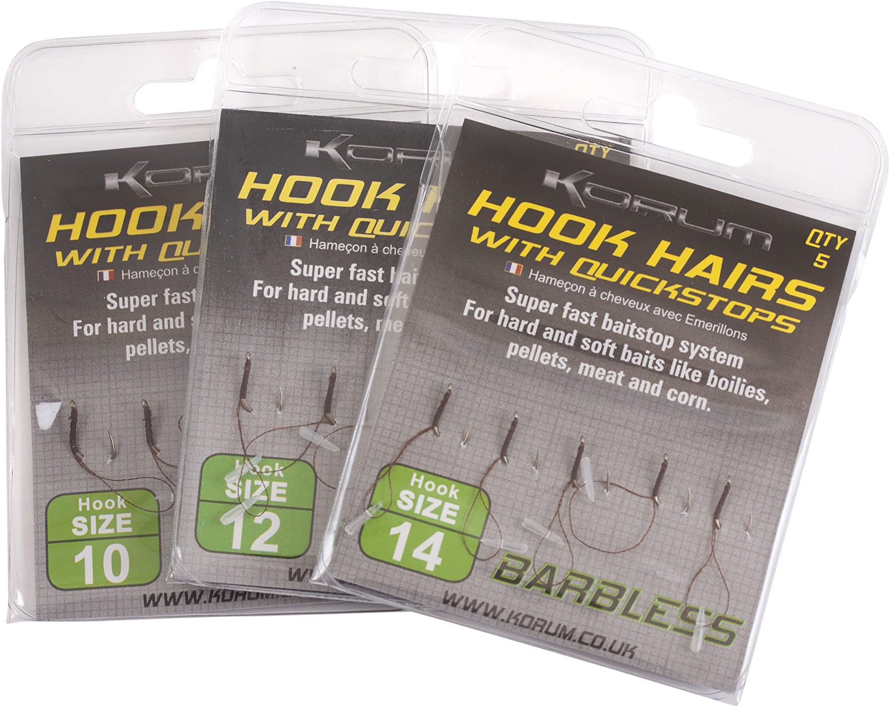 Korum Hook Hairs with Quickstops (Size 8)