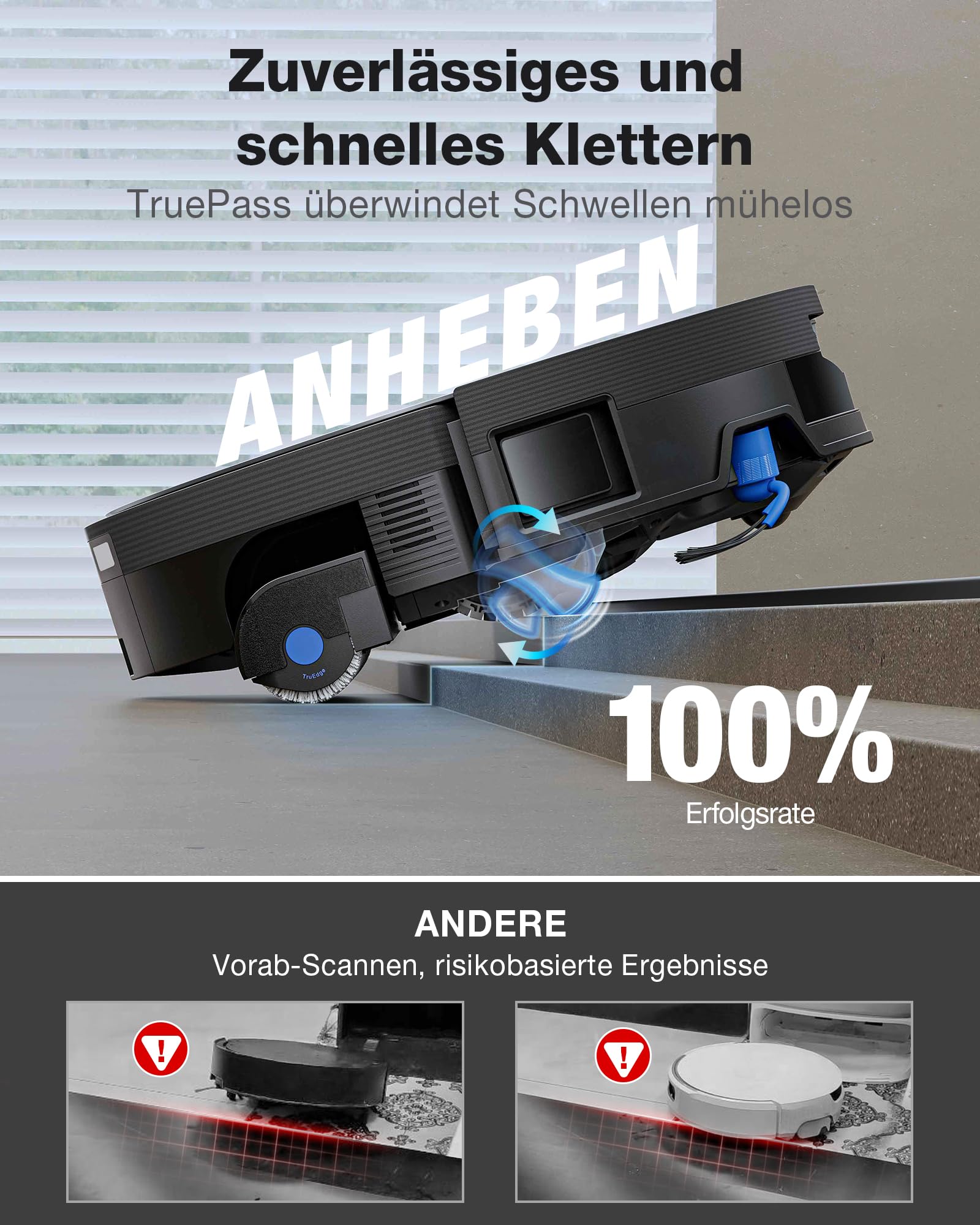 ECOVACS X12 OMNICYCLONE Saugroboter mit Wischfunktion, Blast & 22.000 Pa, FocusJet-System zur Fleckenvorlösung, OZMO Roller 3.0, Ausfahrender Wischmopp, PureCyclone 2.0 Auto-Entleerung, Silberschwarz 8