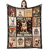 HEIFAM French Bulldog Gifts, French Bulldog Blanket for Women, Frenchie Gift for Dogs Mom Owner, Dog Decorations for Bulldogs Lovers, Birthday Gift for Sister Friend Grandma Mothers Day, 50''x60''