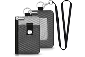 CCUMI Minimalist RFID Blocking Small Wallet with ID Window,WaterResistant Zip Id Case Wallet with Lanyard Keychain for Cards,Cash,Travel,Women,Men (DardGray/LightGray)