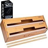 TidyCulture 18 Inch Large Foil Wrap Dispenser with Cutter, 2 in 1 Aluminum Butcher Parchment Paper Freezer Tin Wax Cling Foil Plastic Wrap Organizer for Kitchen Drawer Bamboo Saran Storage Roll Holder