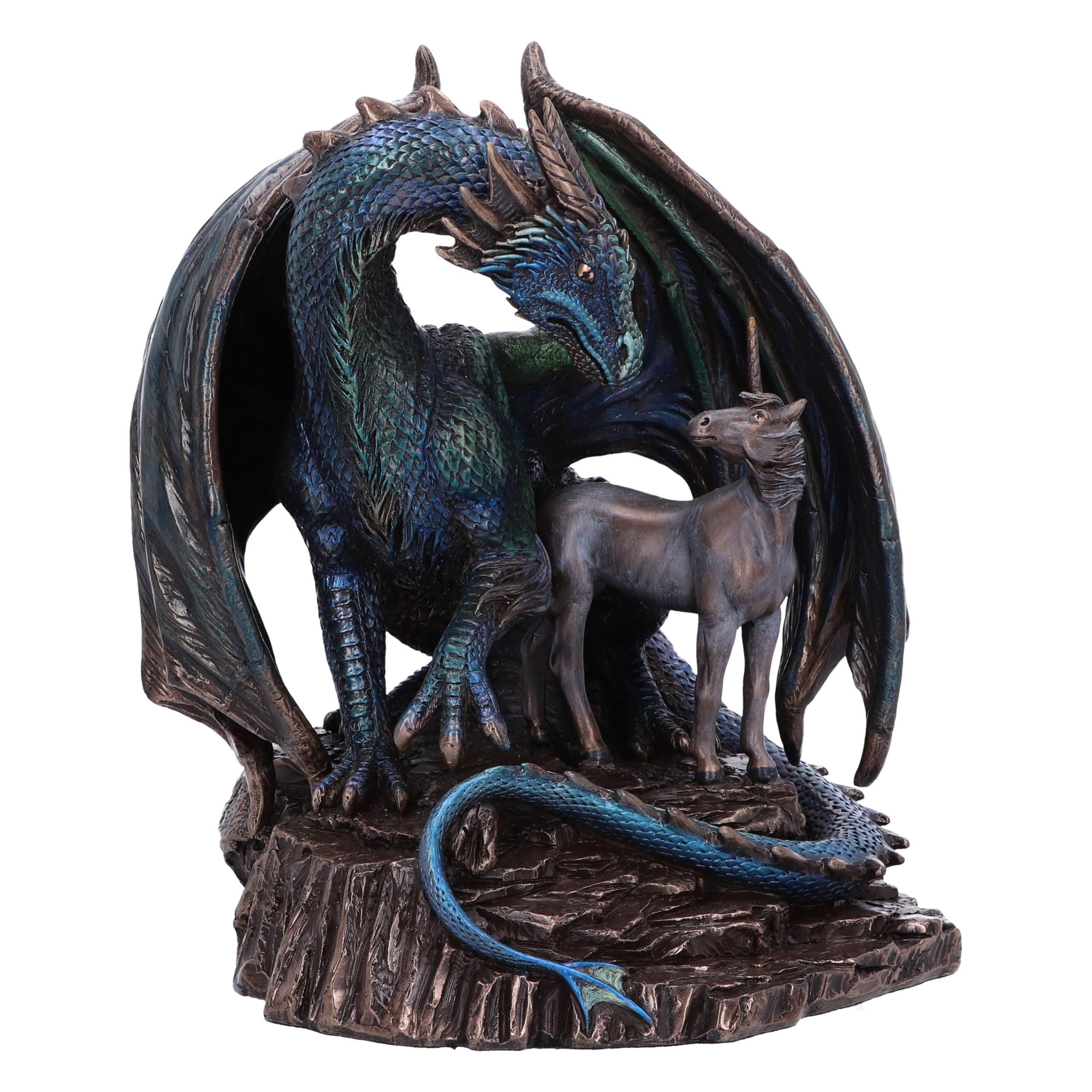 Nemesis Now Protector of Magick 17.5cm, Resin, Bronze, Lisa Parker Protector of Magick Figurine, Unicorn and Dragon Ornament, Exclusive Fantasy Artwork, Cast in the Finest Resin, Hand-Painted