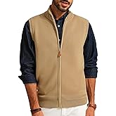 PJ PAUL JONES Mens Sweater Vest Full-Up Knitted Vests Casual Stand Collar Vests Sweater