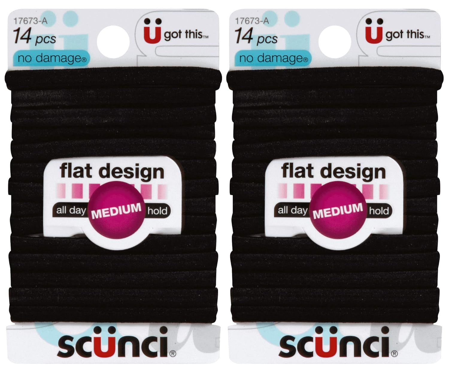 Scunci 1767303a048 Black No Damage Flat Elastic Hair Bands 14