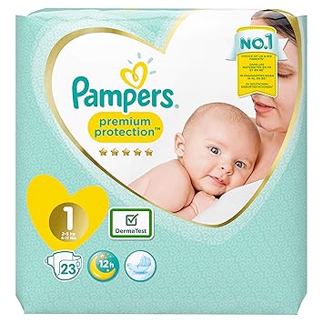 Pampers Premium Protection Größe 1, 2-5kg, 23 Windeln