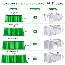 Partisky Green Polyester Table Skirt for Rectangle