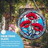Thorness 6-Inch Poppy Stained Glass Suncatcher - Elegant Window Decor view 3