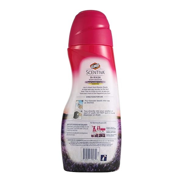 CLOROX SCENTIVA SCENT BOOSTER BEADS LAUNDRY FRESHENER, TUSCAN LAVENDER & JASMINE – IN-WASH FRAGRANCE BOOSTER FOR CLOTHES, ODOR ELIMINATOR, LONG-LASTING FRESH SCENT BEADS – 9.7 OUNCE