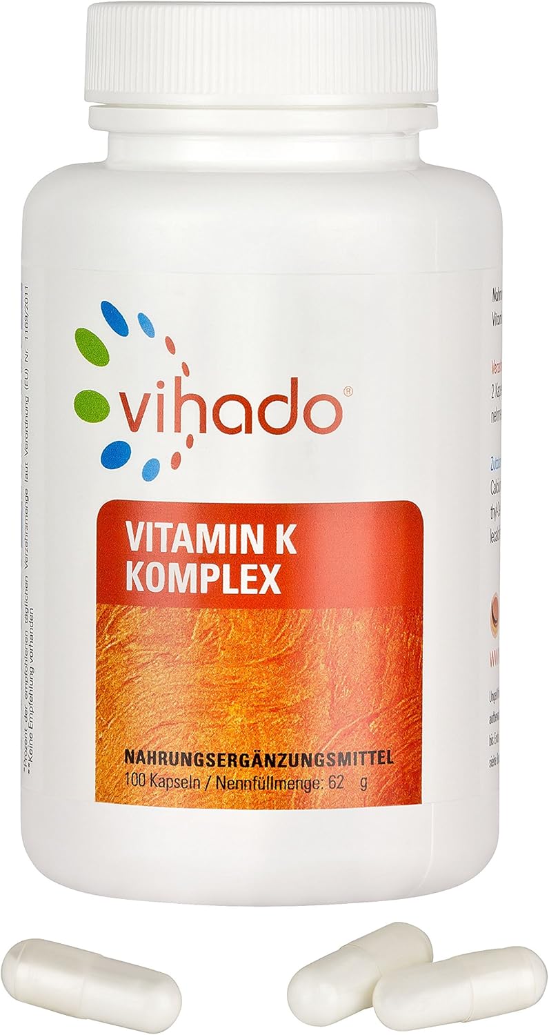 Vihado Vitamin K2 Mk7 Hochdosiert Vitamin K1 Mit Vitamin D3 Vitamin K Komplex 100 Kapseln 1er Pack 1 X 62g