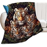 Tiger Blanket Forest Bady Tiger Decor Animal Throw Blanket Gifts for Girls Boys Tiger Lover Winter Couch Bedding Warm Soft Plush Lightweight Fleece Flannel Blanket for Kids Adults Men Women 50"X40"