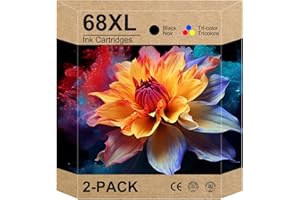 ALZ-LZHQ 68E Ink Cartridges Replacement for HP Ink 68 68e Ink Works for Envy 6152e, 6155e, 6552e, 6555e, 6558e Printer (1 Bla