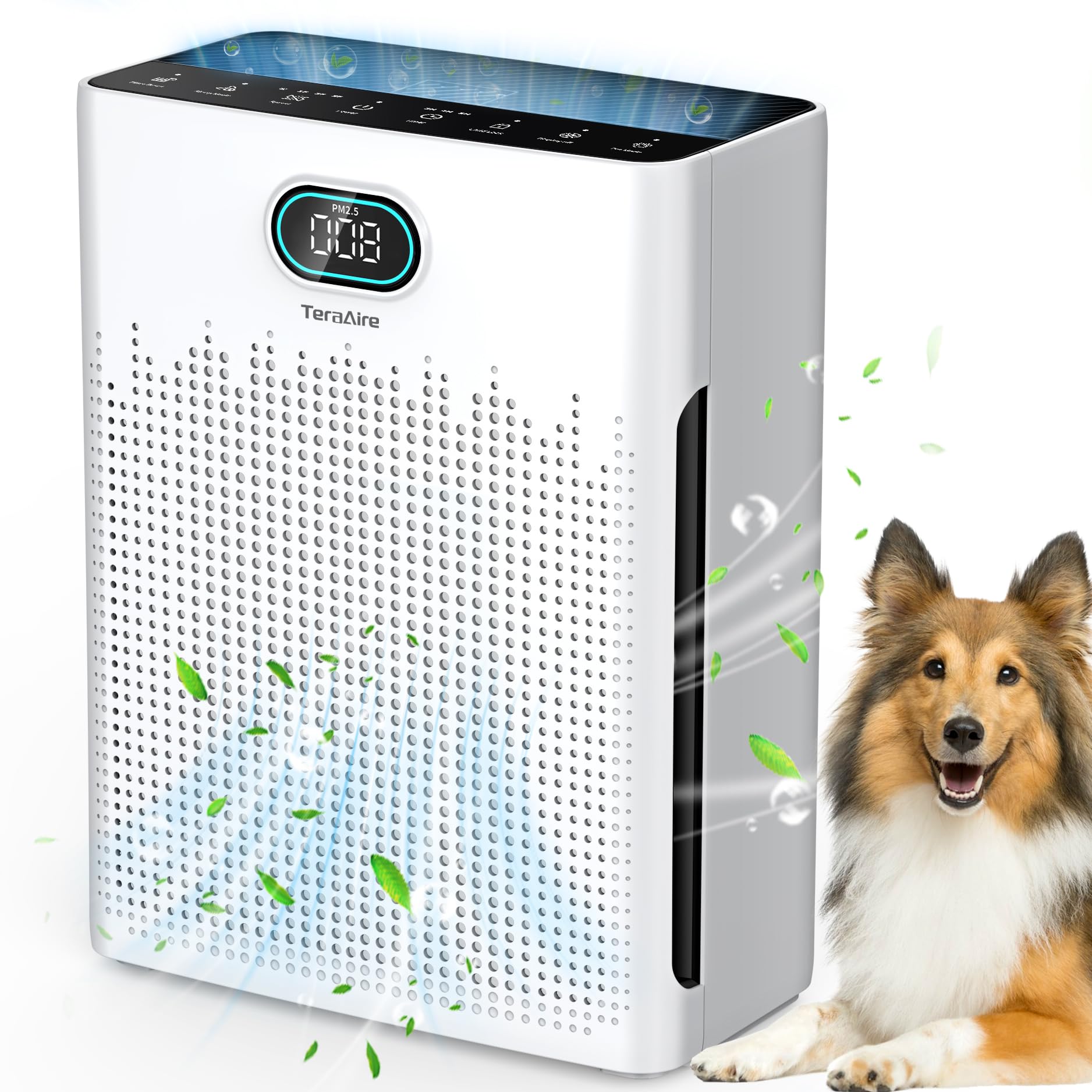 Photo 1 of Air Purifiers for Home, PM 2.5 Air Quality Monitor Cover Up to 2200 Ft² with Pet mode, Timer, HEPA Air Purifier with Washable Pre-filter, Fragrance Sponge for Smoke, Odor, Dander, Pollen (Black)