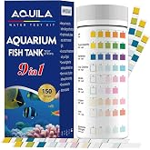 Aquarium Water Test Kit 9-in-1, Aquarium Ammonia Test Strips for Fish Tanks | Fish Ponds, 150CT Fresh Salt Water Test Strips for pH Total Alkalinity Hardness Chlorine Nitrite Sulfate Copper Iron