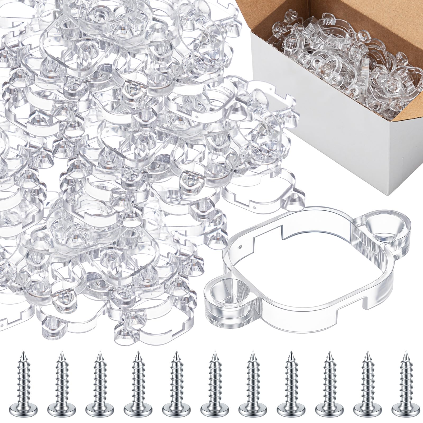 Photo 1 of Kittmip 80 Pcs Refill Mount Compatible with Govee Pro H706 H806 Permanent Outdoor Lights Brackets with Screws for Soffit, Fascia, Clip Replace Glue(Clear)