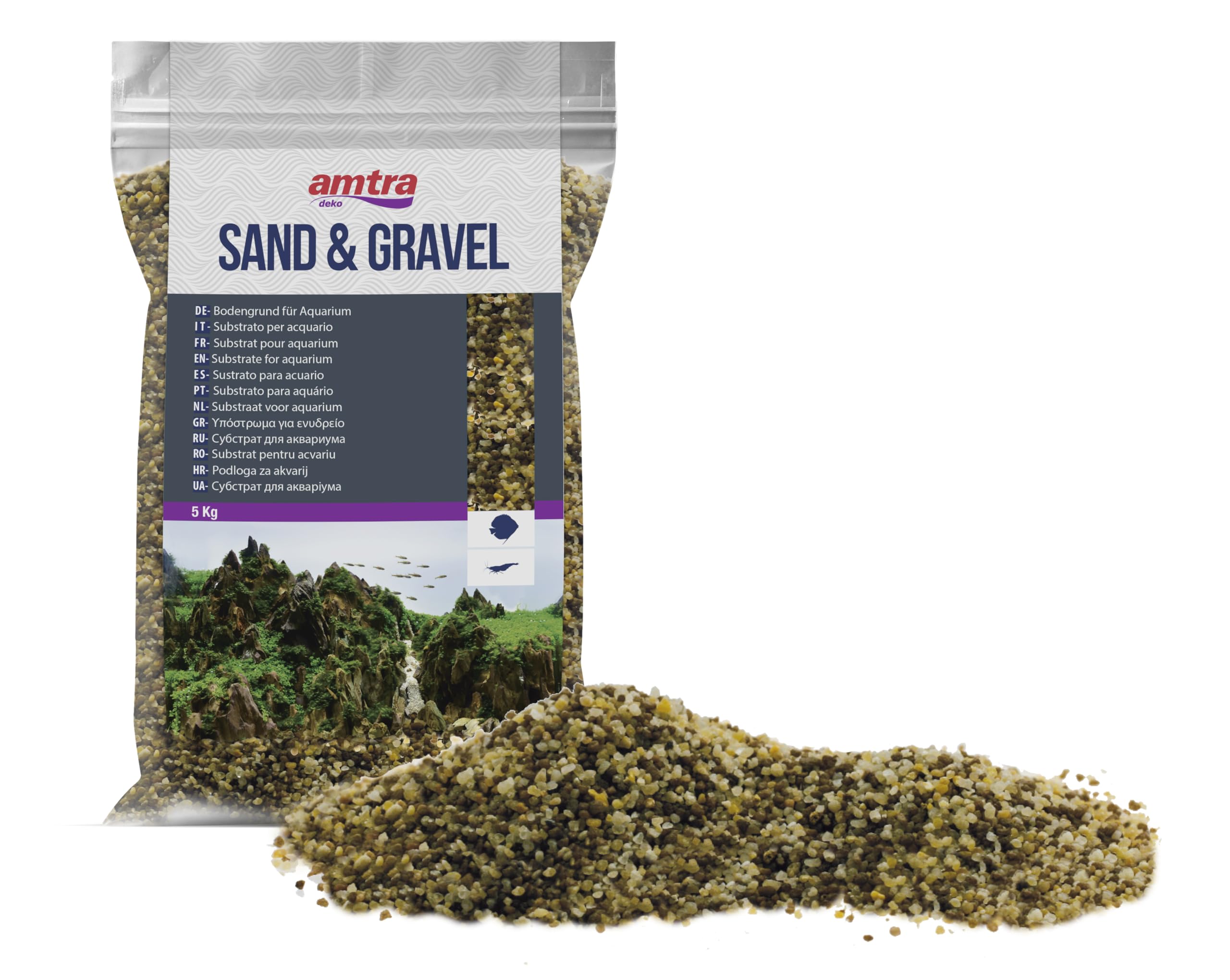 WAVE Mixed Gravel River Substrate, 5 kg, Natural