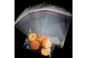 Cidenbio 200 Pcs Thickened Cookie Bags with Seal 5x7 In, Clear Cellophane Treat Bags Self Sealing 3.1 Mils Resealable Plastic Bag for Cookies, Candy, Bread, Party Favors, Bakery, Gift Packaging