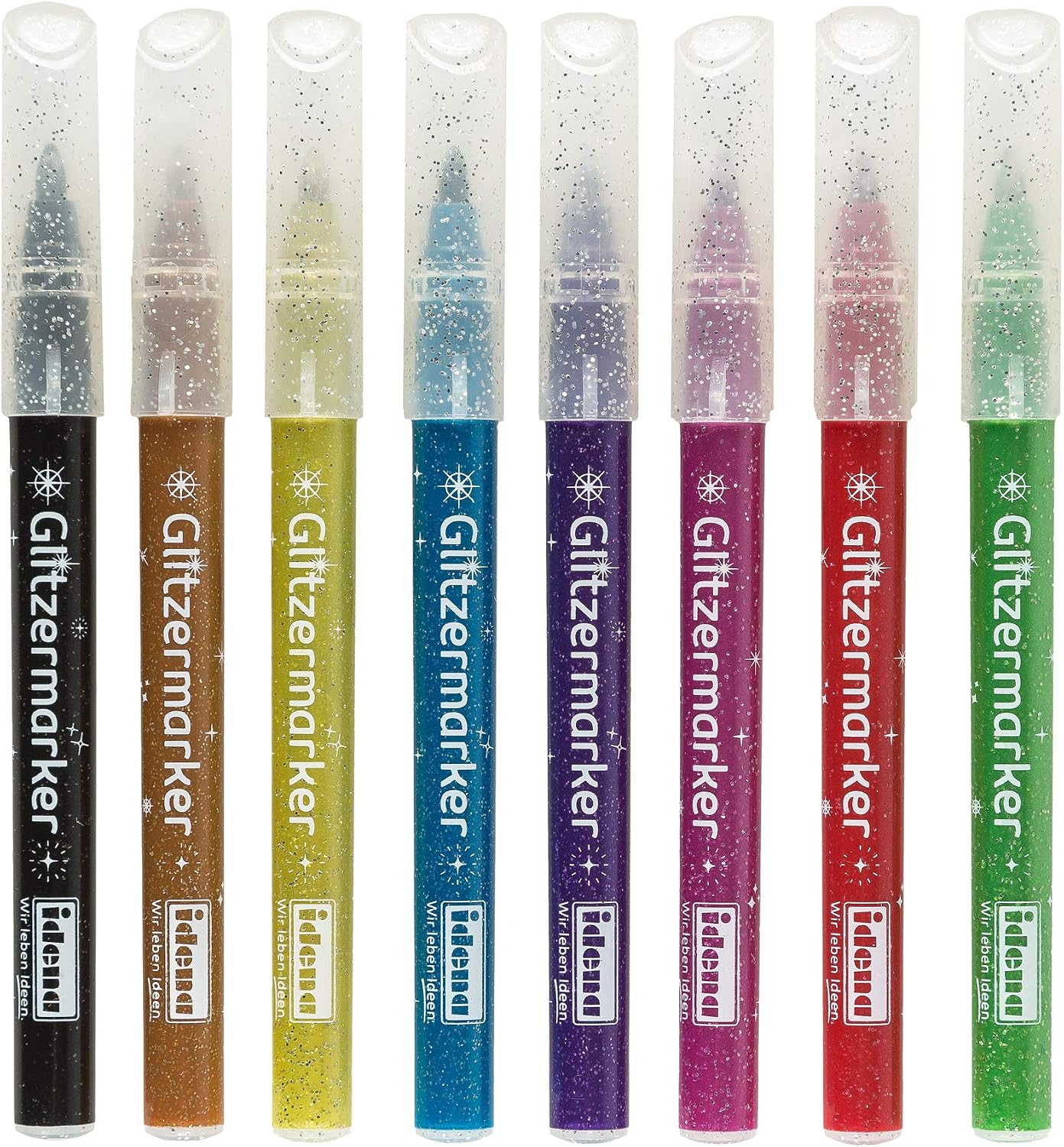 Idena 60053 Glitter Markers Pack of 8 Assorted Colours, Blue, Pink, Black, 1 count (Pack of 8) - Image 5
