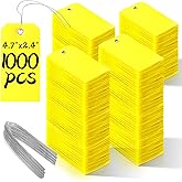 1000 Pieces Plastic Shipping Tags with wire Labeling Tags Waterproof Hang Tags with Reinforcement Hole Writable Luggage tag Loops for Equipment Inventory Parts Garage Storage (Yellow, 4 3/4" x 2 3/8")