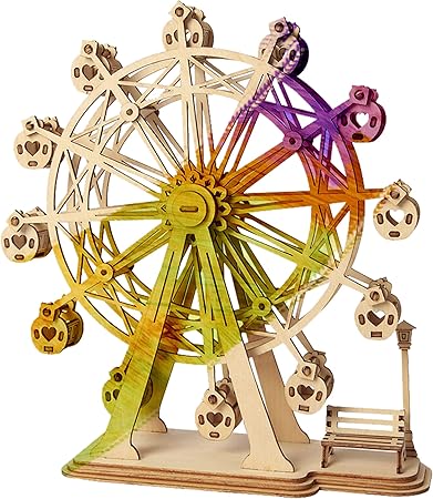 Amazon 3dパズル 色付き可能 顔料含めない ウッドパズル 暇つぶしおもちゃ 脳トレ 子供向け 大人向け おもちゃ 知育玩具 木製パズル 観覧車 木製パズル おもちゃ