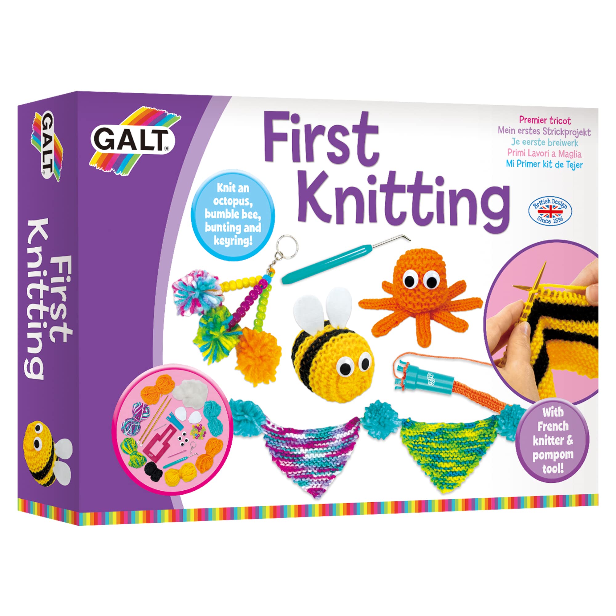 Galt Toys, First Knitting, Kids' Craft Kits, Ages 6 Years Plus