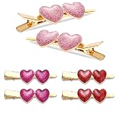 Valentine&rsquo;s Day Hair Clips Rhinestone Glitter Heart Black Hairpins for Women Girls Sweet Romantic Love Alligator Clips Barrettes Pretty Styling Hair Accessory Party Gifts (B1:Glitter Gold)