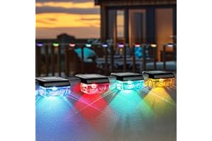 Herzila 16 Pack Solar Fence Lights, RGB Color Changing Christmas Fence Solar Light, Waterproof Deck Lights for Step, Stair, Pool and Yard
