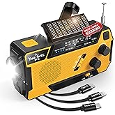 Hand Crank Emergency Radio 7400mWh (2000mAh) Solar Hand Crank Radio Built in 3 Charging Cables AM/FM/NOAA Weather Radio Battery Operated Hand Crank Charger for Emergency Supplies Survival Gear