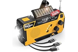 YESIWTC Hand Crank Emergency Radio 7400mWh (2000mAh) Solar Hand Crank Radio Built in 3 Charging Cables AM/FM/NOAA Weather Radio Battery Operated Hand Crank Charger for Emergency Supplies Survival Gear