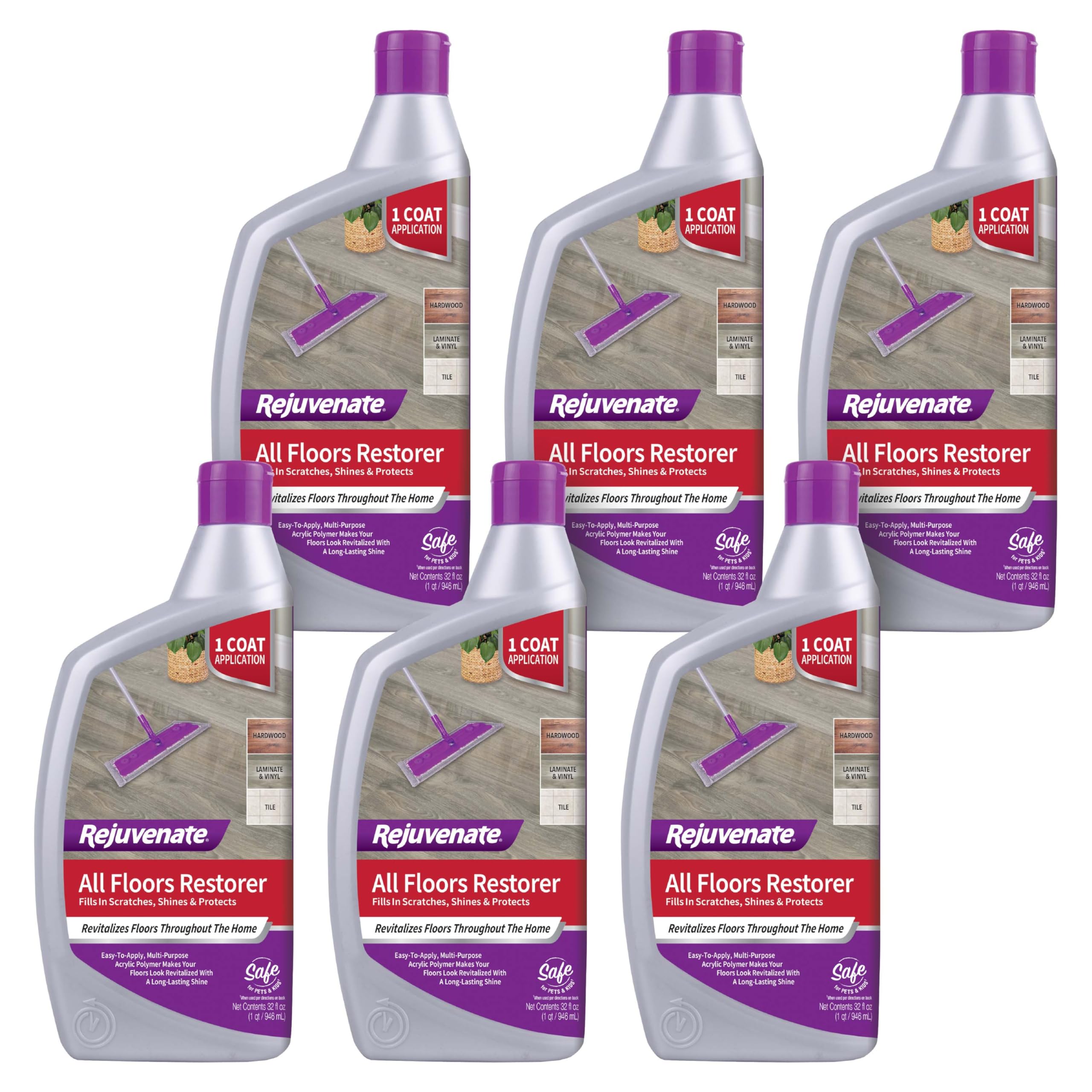 Rejuvenate All Floors Restorer Fills Scratches, Shines And Protects All Floor Types, Including Hardwood, Laminate, Vinyl And Tile, 32 Ounces, 6 Pack Image