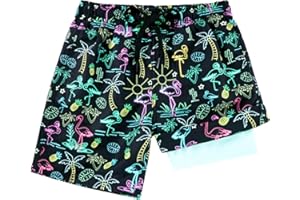 Cozople Boys Swim Trunks with Boxer Brief Liner Compression Swimwear Quick Dry Swim Shorts Bathing Suits 7-20 Years