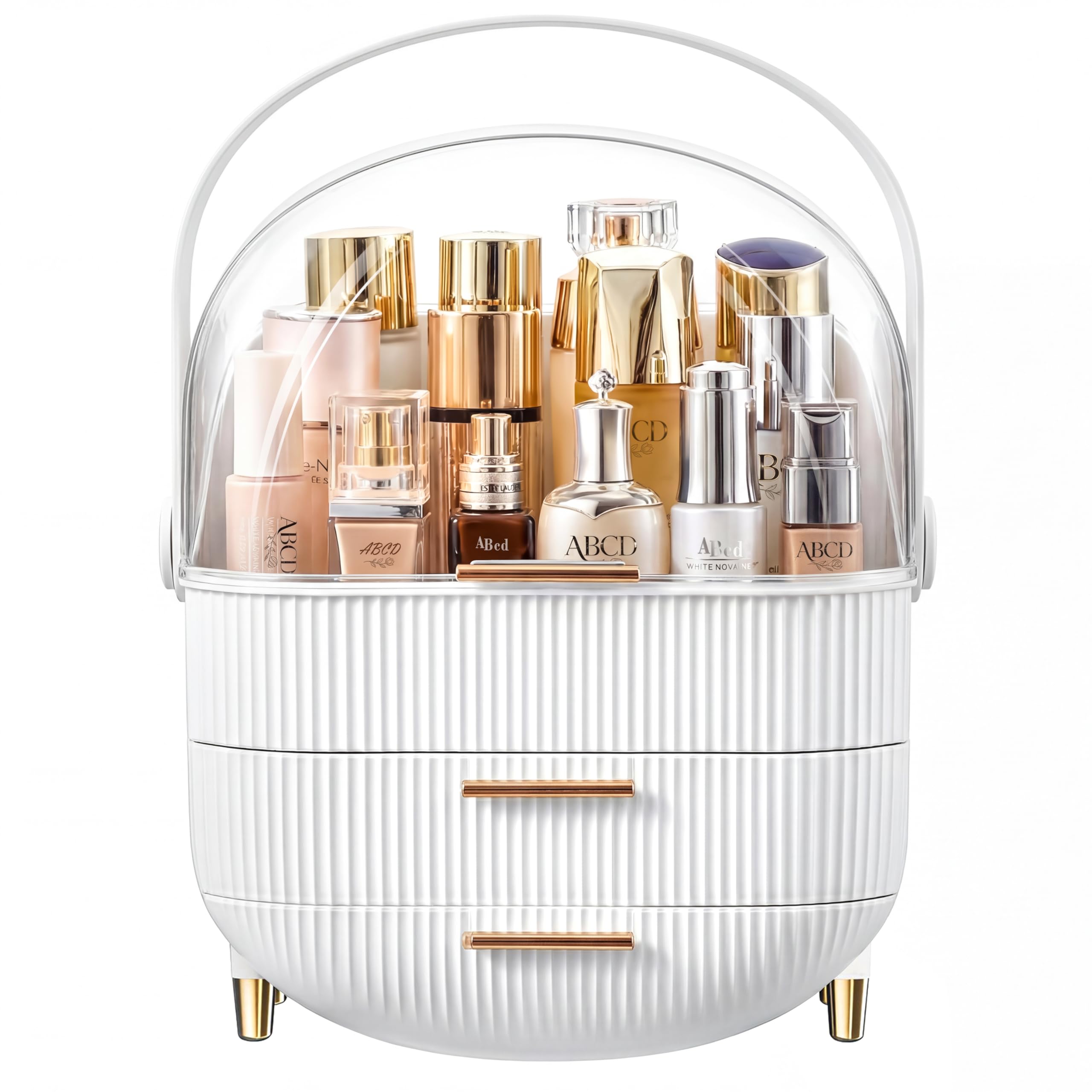 Photo 1 of NestOrganix Makeup Organizer Skincare Organizers - Cosmetic Display Cases with Transparent Cover, SkinCare Organizers for Bathroom Countertop, Bedroom Vanity Desk, Lipstick Organizer, White