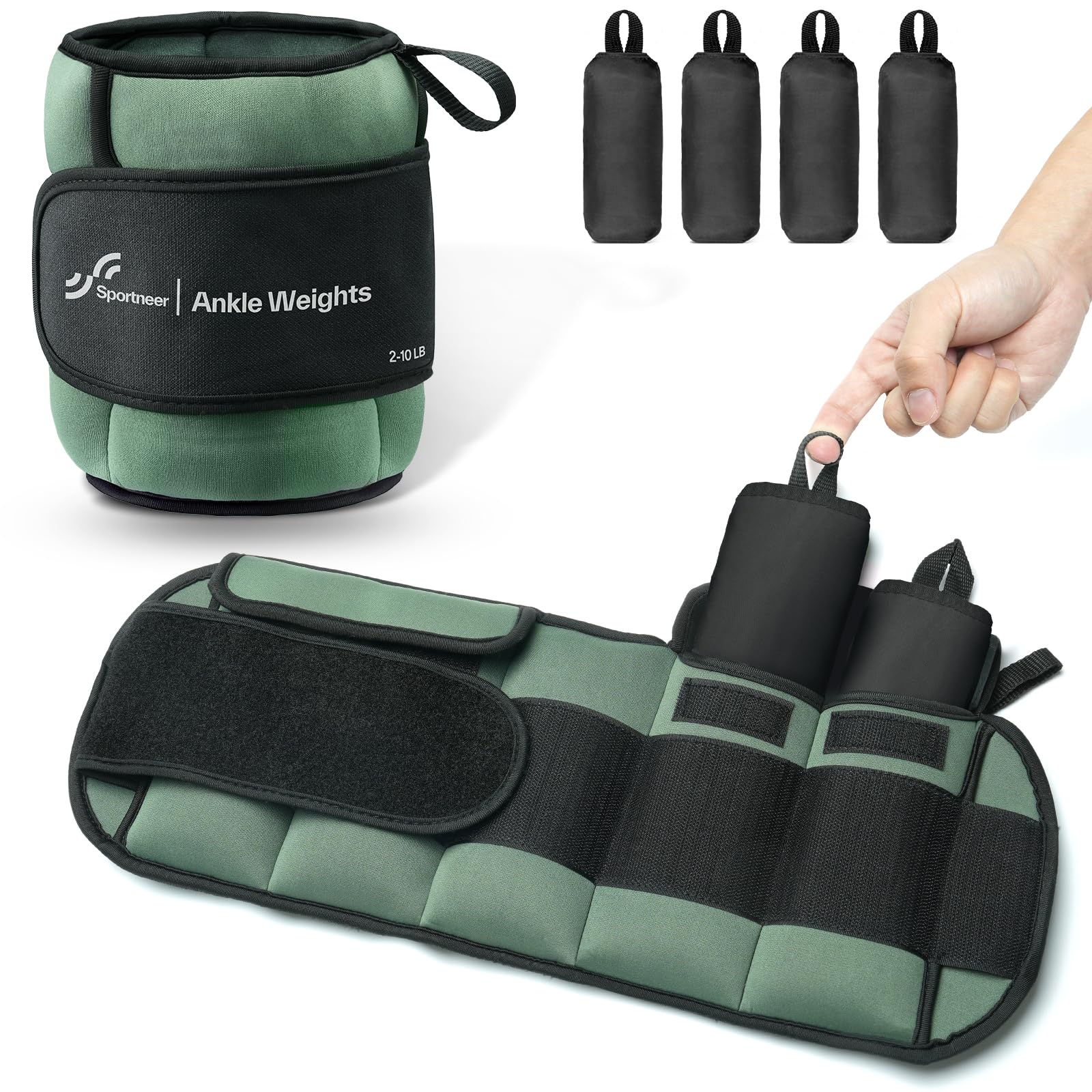 Sportneer Weight Cuffs, Adjustable Weights for Legs and Arms Ankle Weights Set, Weight Cuffs Foot with Adjustable Straps, 0.9-4.5 kg (per Ankle) / 1.8 kg - 9 kg (per Pair)