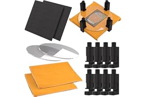 GIBOPOB Card Flattening Kit - 14pcs Trading Card Accessory Set with 8 Clamps, 2 Acrylic Discs, 2 Yellow Towels & 2 EVA Shaping Foam