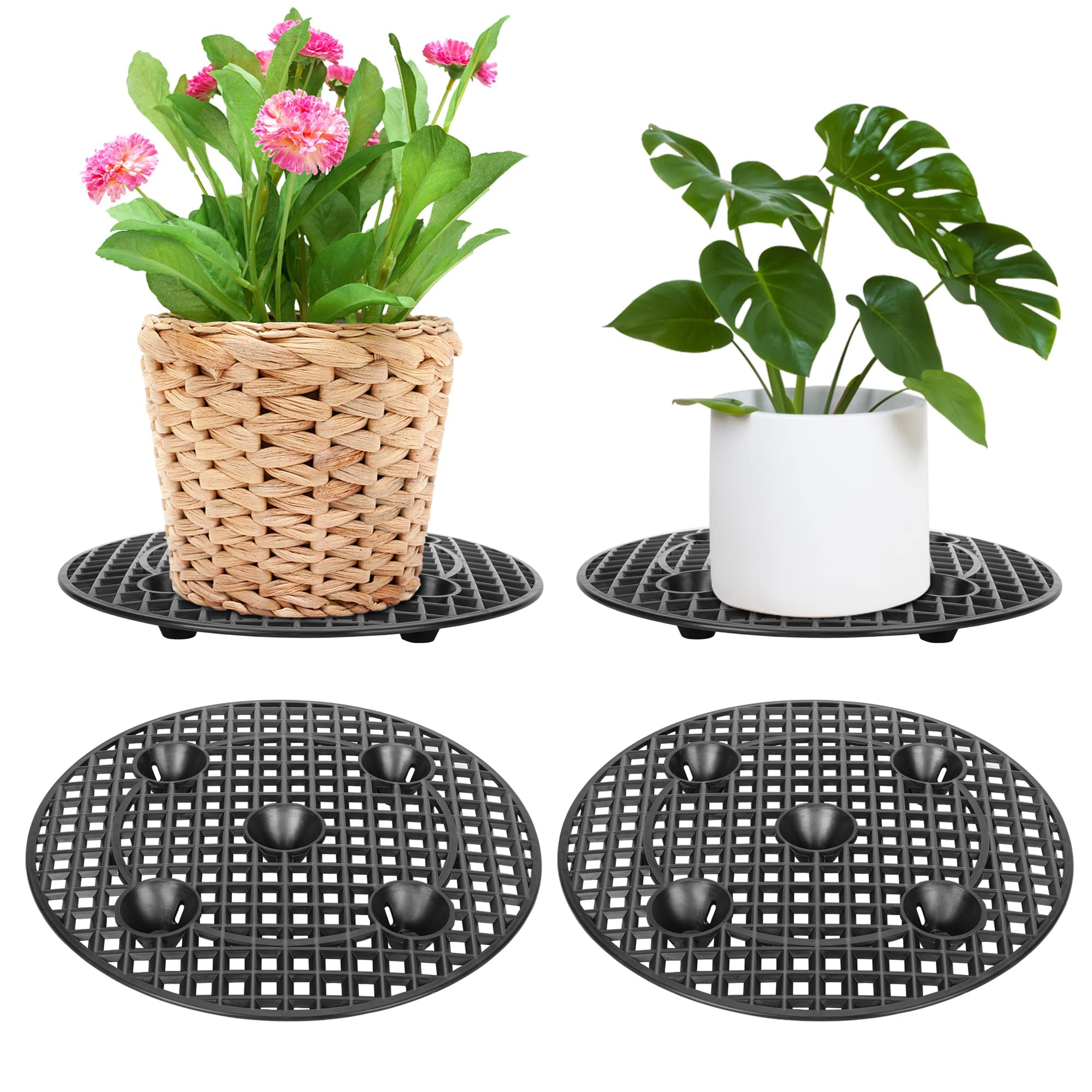 Cretee 4 PCS Potted Plant Stand Holder, Large Planter Holder,Heavy Duty Indoor Outdoor Garden Patio Flower Pot Stands-30CM Diameter