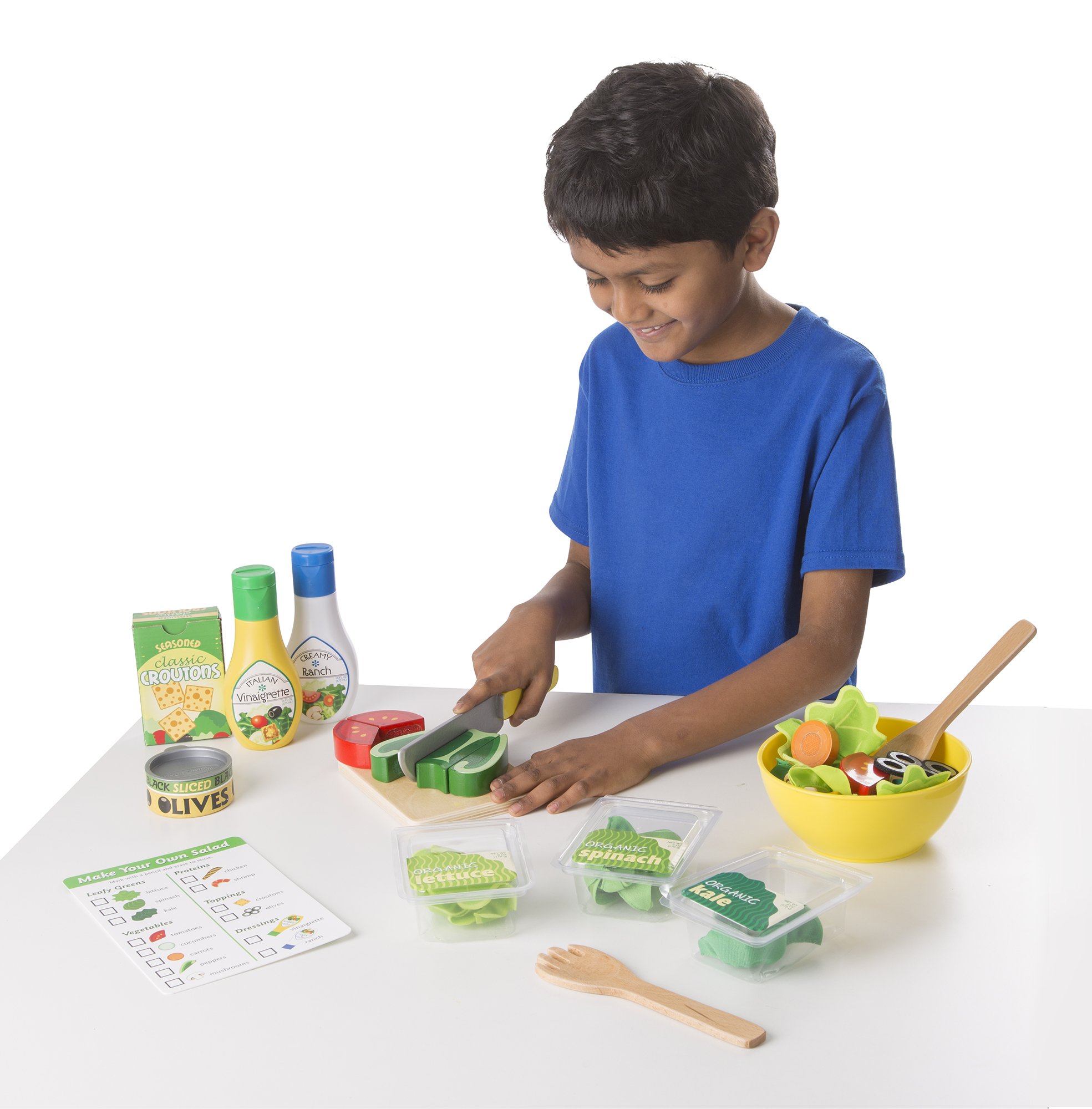 Melissa Doug Slice Toss Salad Play Food Set with 52 Wooden and Felt