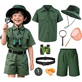 HADOLLWELL Kids Explorer Adventurer Costume Boys Girls Outdoor Kit Safari Camping Jungle Seeker Trailblazer Cosplay