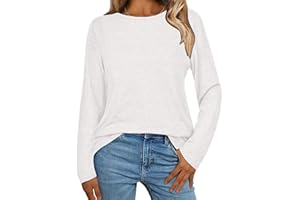 Long Sleeve Shirt Women Basic Tops Crew Neck Tees Loose Fit Casual Tunic Fall Outfit（S-2XL）