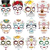 Day of The Dead Masks Dia De Los Muertos Skull Face Masks Skeleton Halloween Face Masks Black and Bone Mexican for Women Men