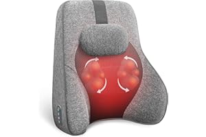 COMFIER Back Lumbar Support Pillow for Office,Car,Heated Back Support with 4 Shiatsu Massage Heads & Heating Function, Memory Foam Lumbar Pillow for Computer Gaming Chair-Gray