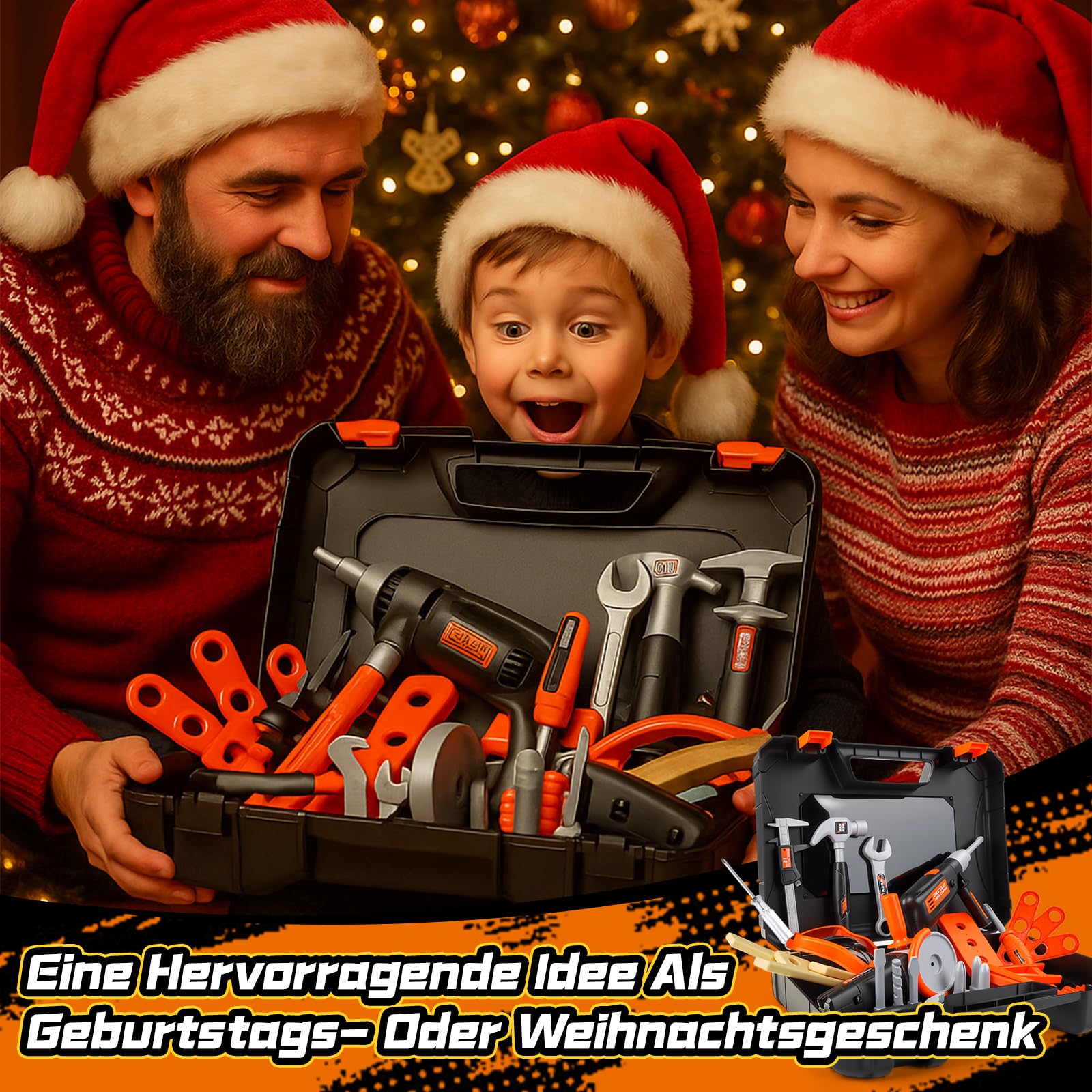 Charmofun Werkzeugkoffer Kinder, Werkzeug Set Kinder mit MotorsäGe & Elektrische Bohrmaschine & Winkelschleifer, Rollenspiel Spielzeug Ab 3 4 5 6 7 8 Jahre Jungen MäDchen (50 Pieces) 8