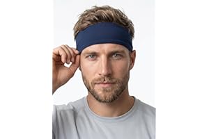Moisture Wicking Headbands for Men Athletic Sweatbands Elastic Hairband for Running Cycling Workout Solid Color Pullover Spor