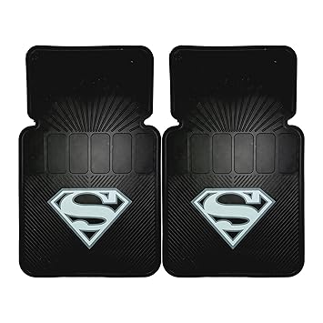 Superman Dc Comics Silver Flake 2 Pc Floor Mats Set