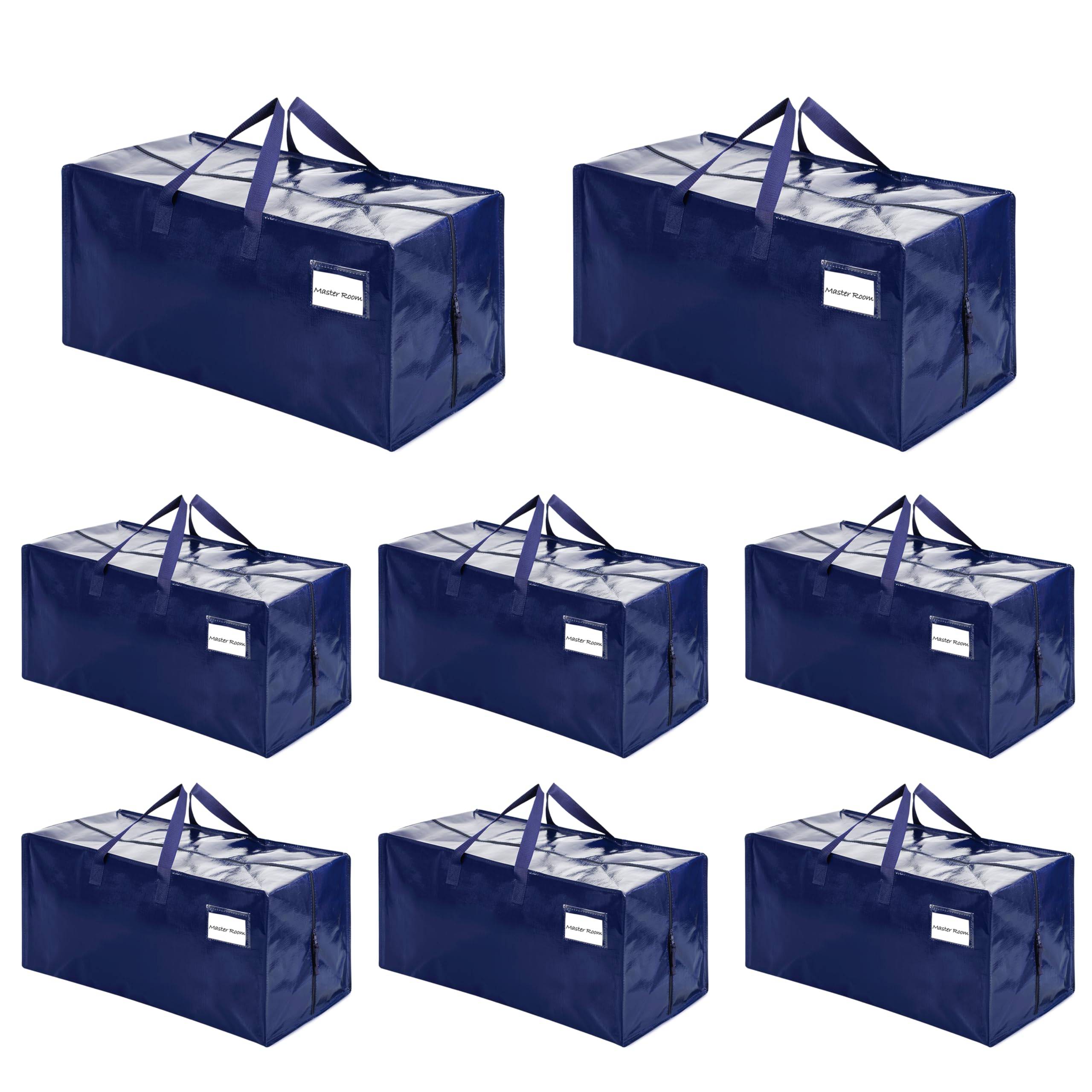 VENO 8 Pack Moving Bags Heavy-Duty Extra Large W/Backpack Straps, Moving House Essentials, Strong Handles & Zips, Clothes Storage, Packing, Laundry Bags, Reusable and Sustainable (Blue, 8 Pack)