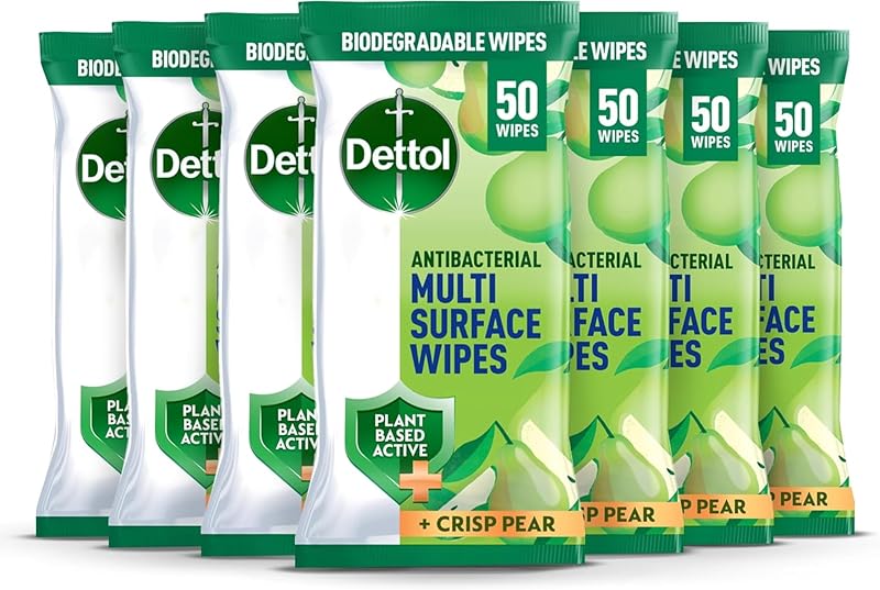 Dettol Antibacterial Multi Surface Wipes Crisp Pear 350 Wipes 50 x 7 Pack