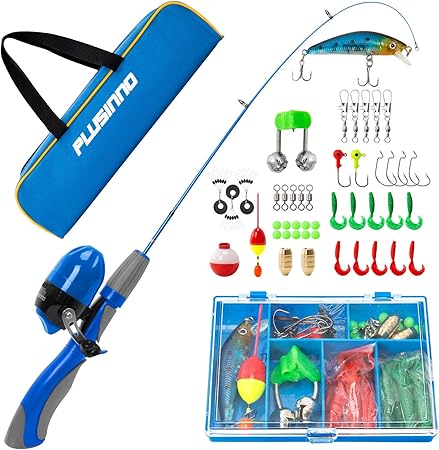 youth fishing pole and tackle box
