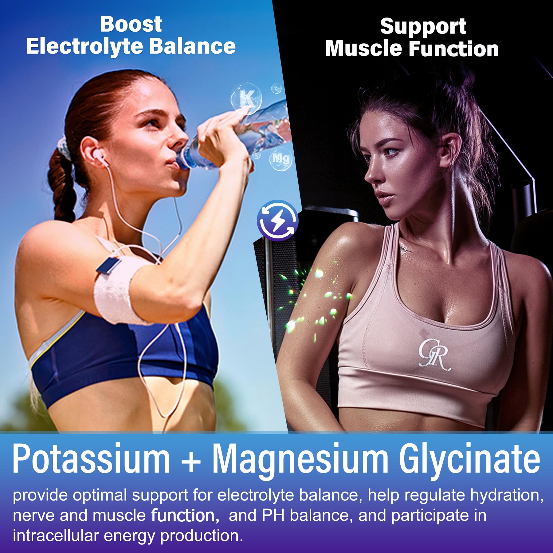 Potassium Magnesium Gummies - Potassium Supplement w/Ashwagandha 200mg, Magnesium Glycinate,B6,B12,P-otassium Citrate for Leg Cramps,Muscle,Electroyte for Adults Kids,Sugar-Free, 2 Pack