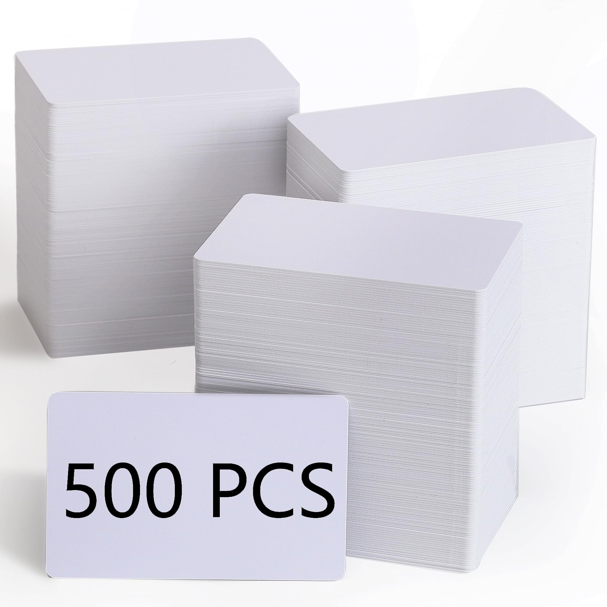 Photo 1 of 500 Pack Blank White PVC ID Cards - CR80 30 Mil Plastic Cards for Photo ID Badge Printers - Premium Blank Credit Card Compatible with Most Printers